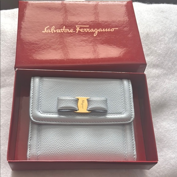 Salvatore Ferragamo Handbags - Like new Salvatore Ferragamo Light Blue Wallet with box